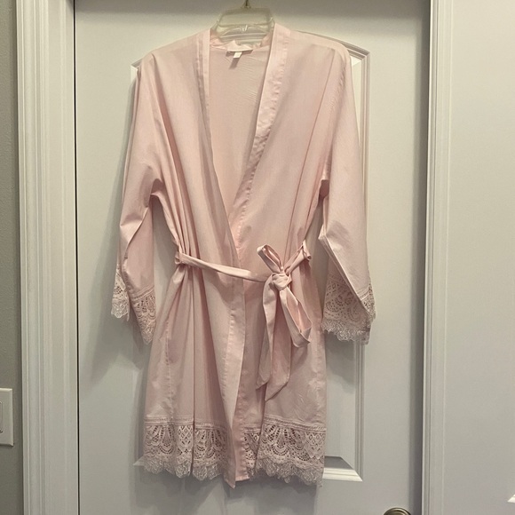 Topshop Blush Lace Trim Robe Size Medium - Picture 1 of 6